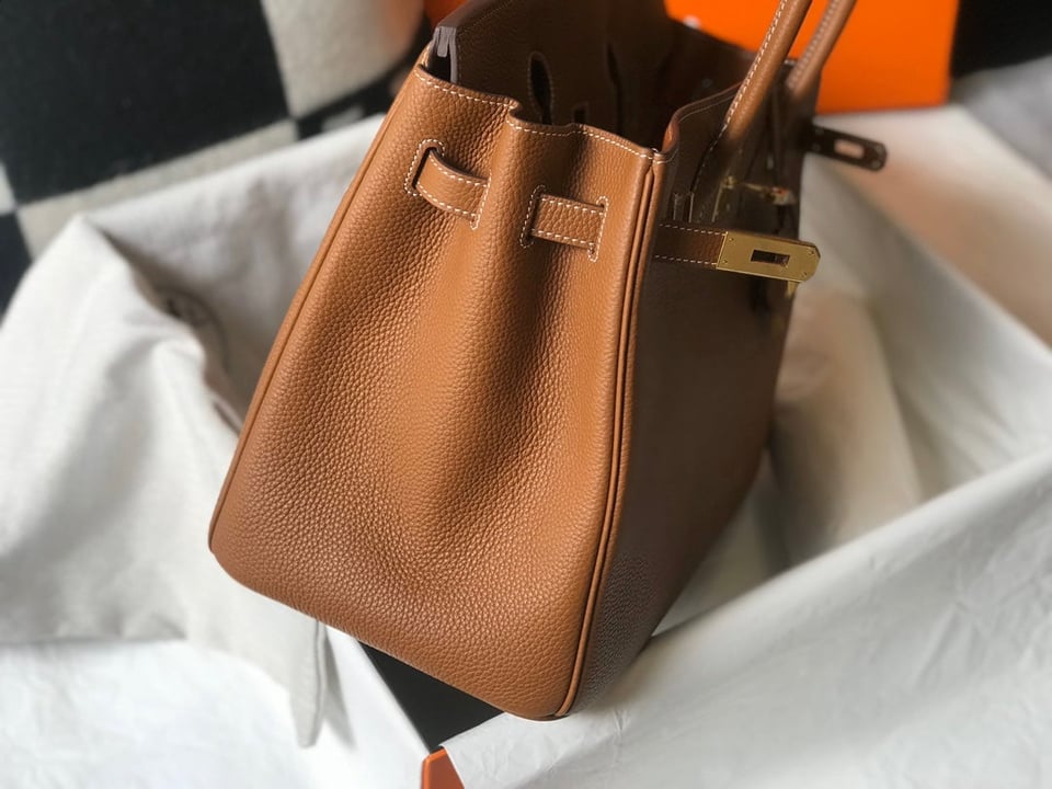 Hermes Birkin 35Cm Bag Brown Togo Gold Hardware view 8