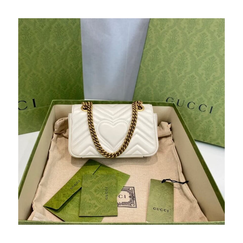 Gucci GG Marmont Matelasse Chevron Leather Mini Bag White view 8