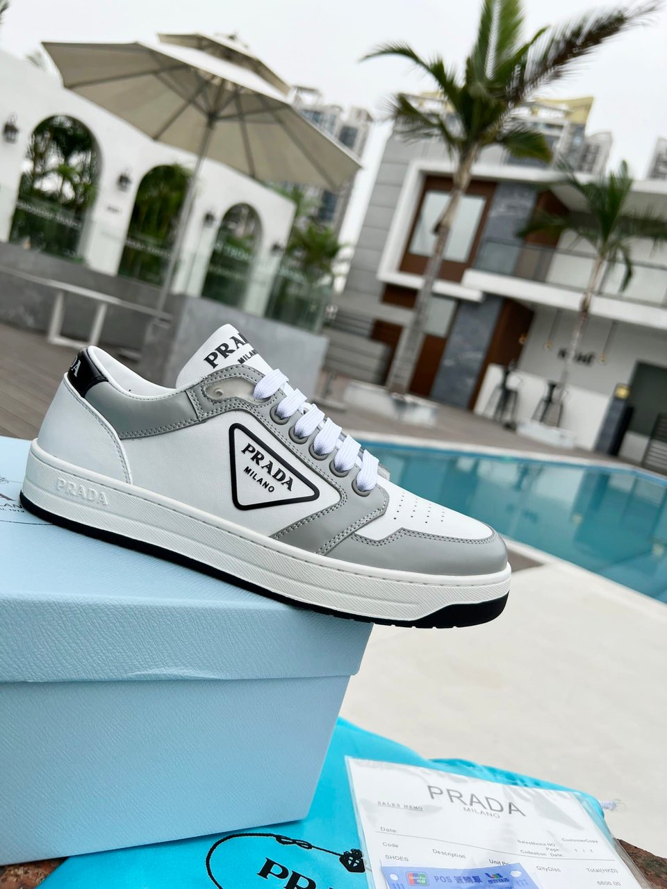 Prada District Perforated Leather Sneakers Grey 1E790M3Lj6F0A4Cf030 view 7