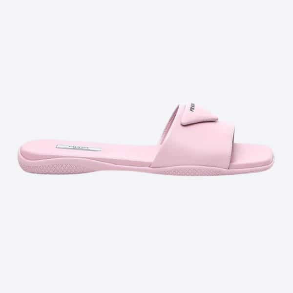 Prada Brushed Leather Slide In Pink view 2