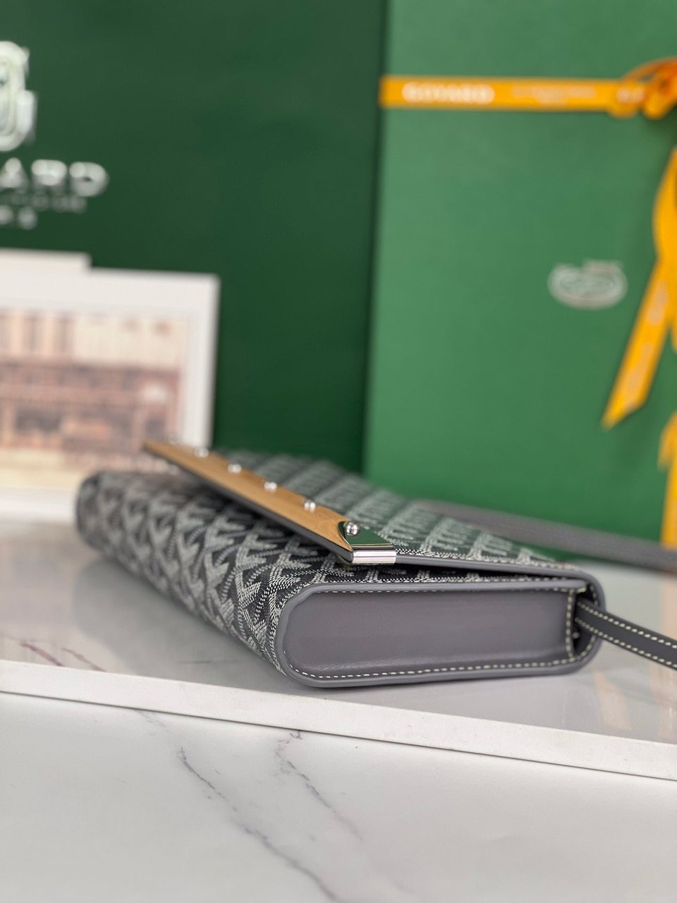 Goyard Monte-Carlo Pm Clutch 25 Cm Gray Goyardine Canvas view 9