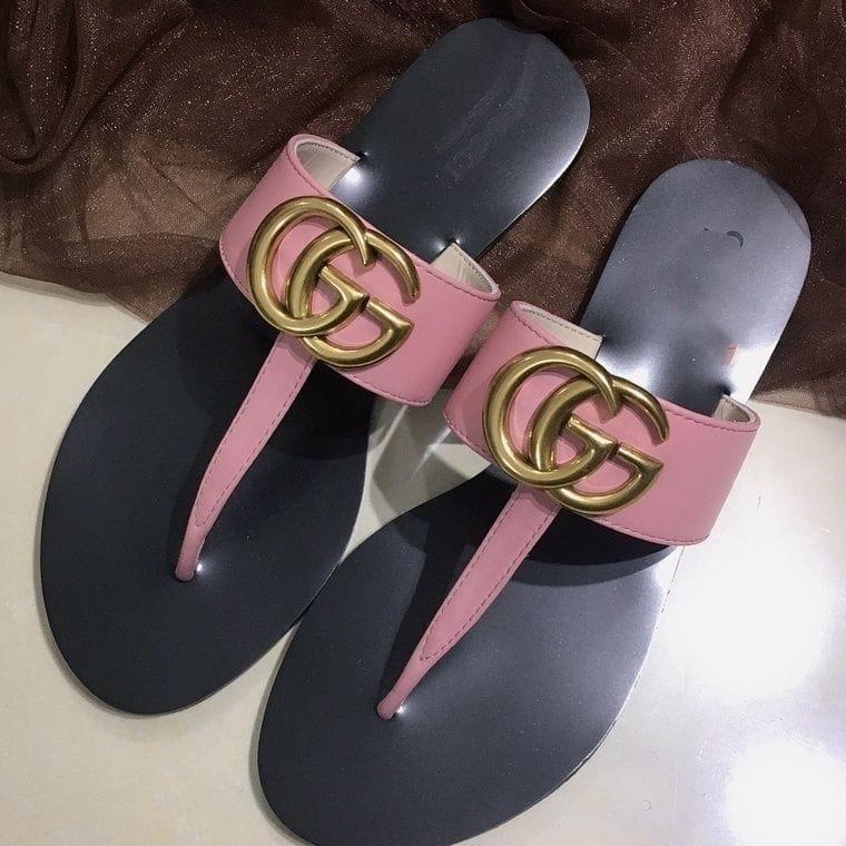 Gucci Double G Thong Leather Pink view 3