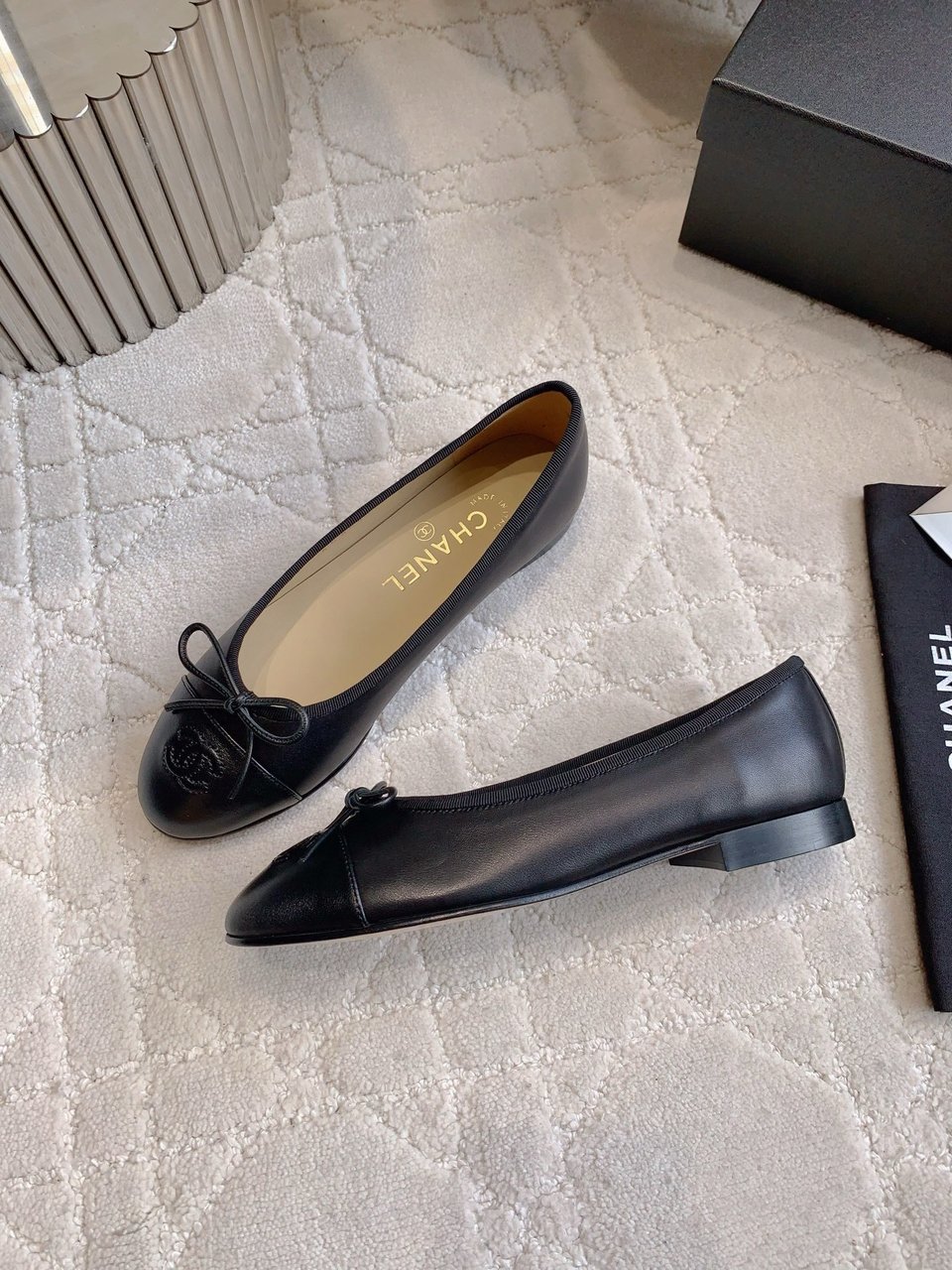 Chanel Cambon Leather Ballet Flats Black For Women view 6