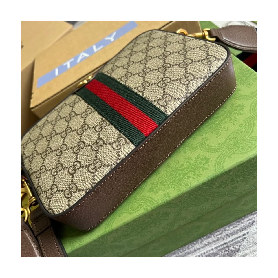 Gucci Ophidia GG Supreme Shoulder Bag Beige/Ebony 24cm/9.4in view 12