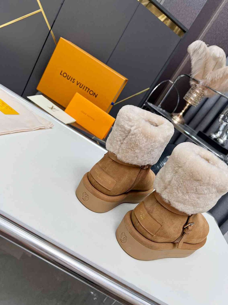 Louis Vuitton Aspen Platform Ankle Boot Beige 1Ac79I view 9