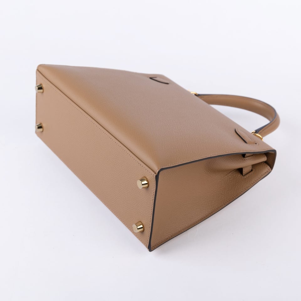Hermes Kelly 28 Bag In Beige de Weimar Leather For Women 28cm/11in view 6