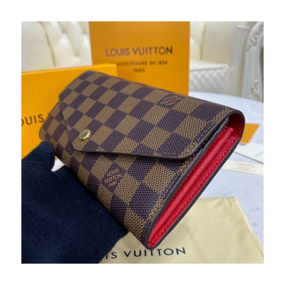Louis Vuitton Damier Ebene Sarah Wallet Red view 3