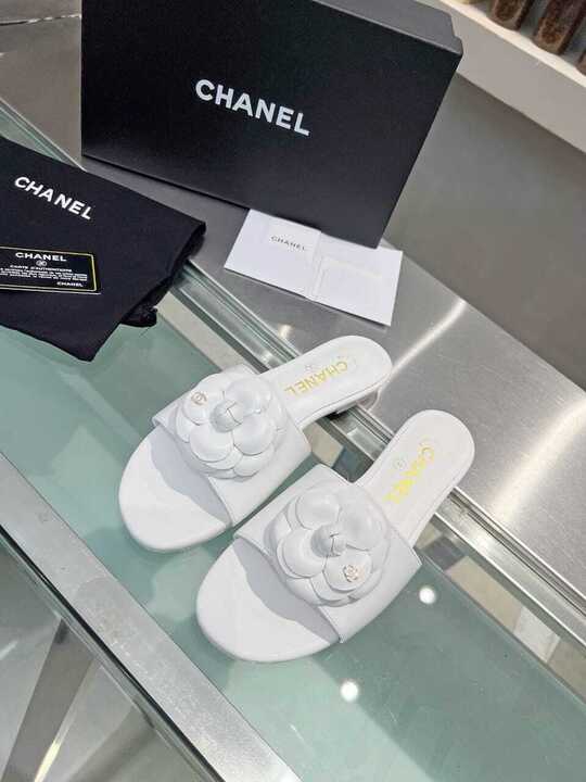Chanel Camellia Slides White view 4