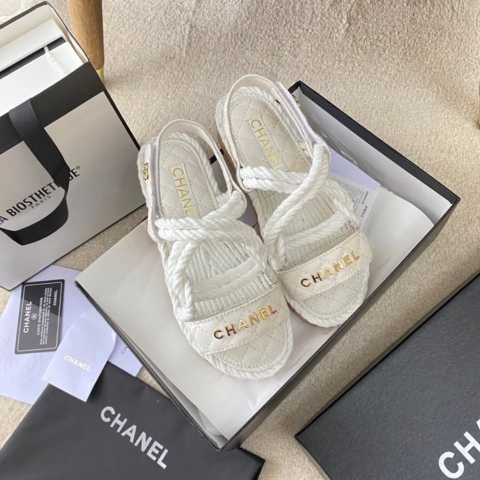 Chanel Rope Sandals Strap White view 7