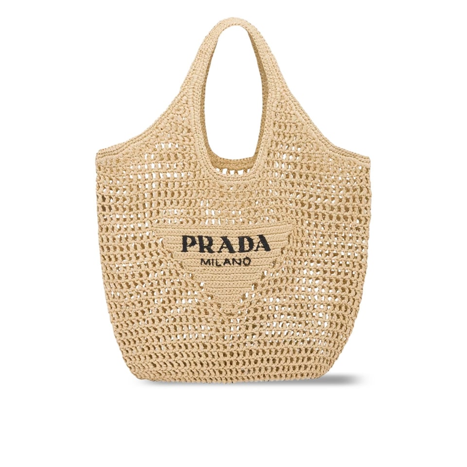Prada Raffia Tote Bag Beige Straw Beach Bag 51 cm view 2