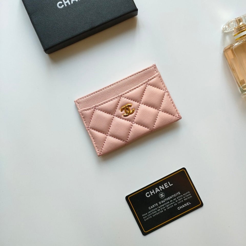 Chanel Card Holder 11.2 Pale Pink Grained Calfskin Gold Icon view 2