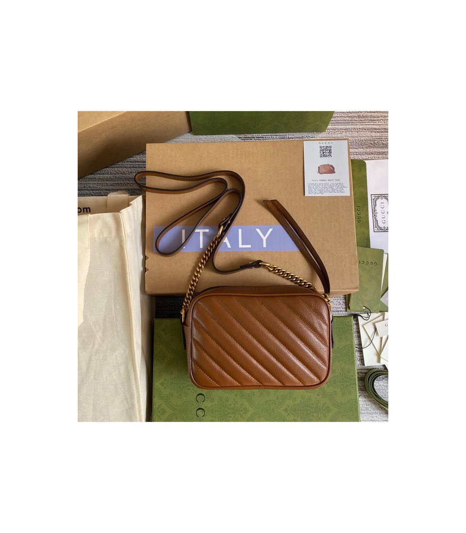 Gucci GG Marmont Matelasse Mini Bag Brown view 3