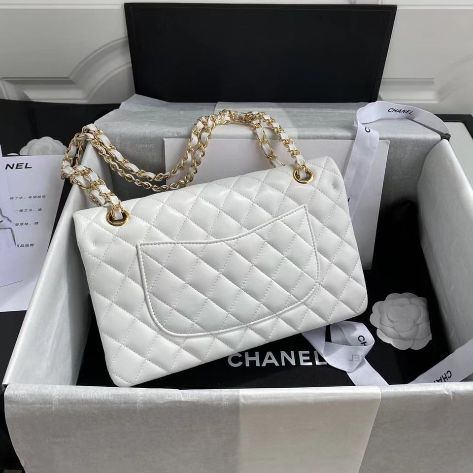 Chanel Classic Medium Handbag White 25Cm A01112 view 6