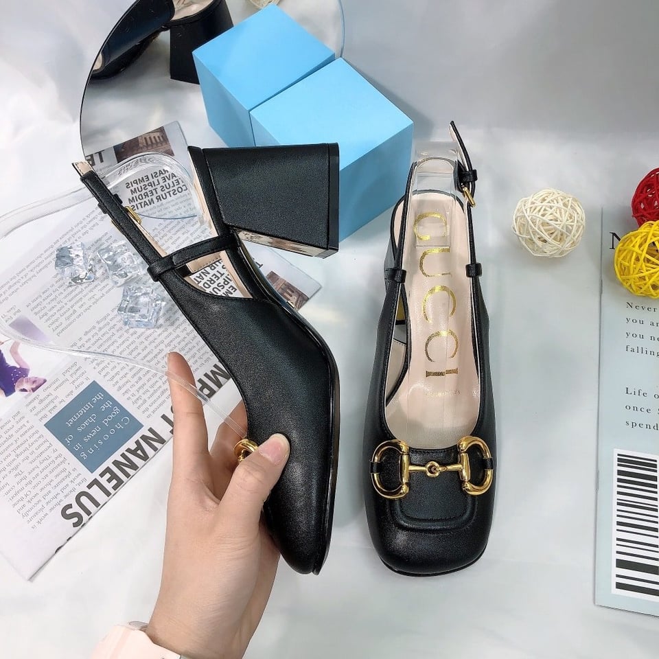 Gucci Women?S Mid Heel Slingback With Horsebit Black view 6