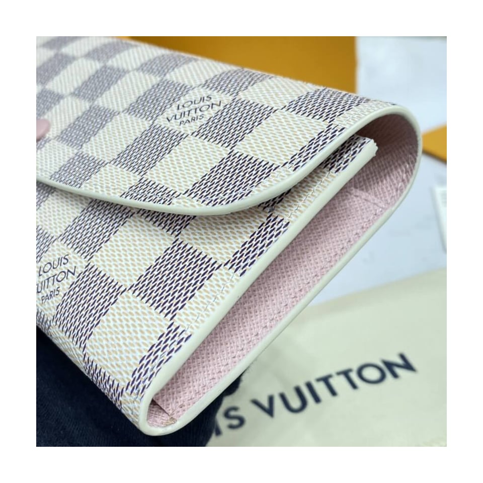 Louis Vuitton Damier Azur Emilie Wallet Pink view 6