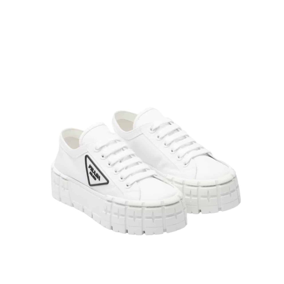Prada Double Wheel Re Nylon Gabardine Sneaker White 1E260M 3Lfx F0009 F B050 view 2