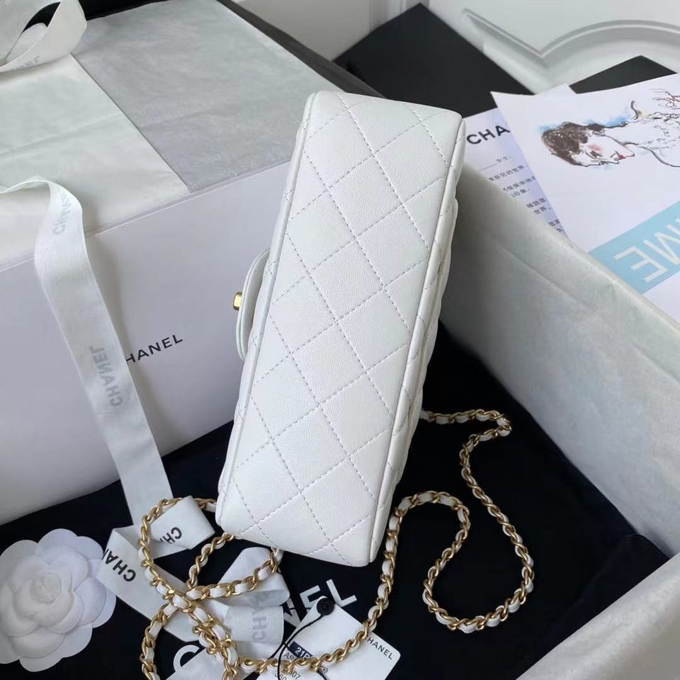 Chanel Mini Flap Bag With Top Handle White 20Cm As2431 view 9