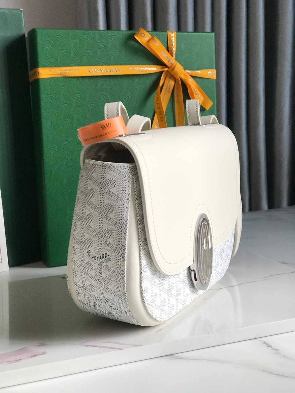Goyard 233 Bag 25 Cm White Calfskin And Goyardine Canvas 25cm view 5