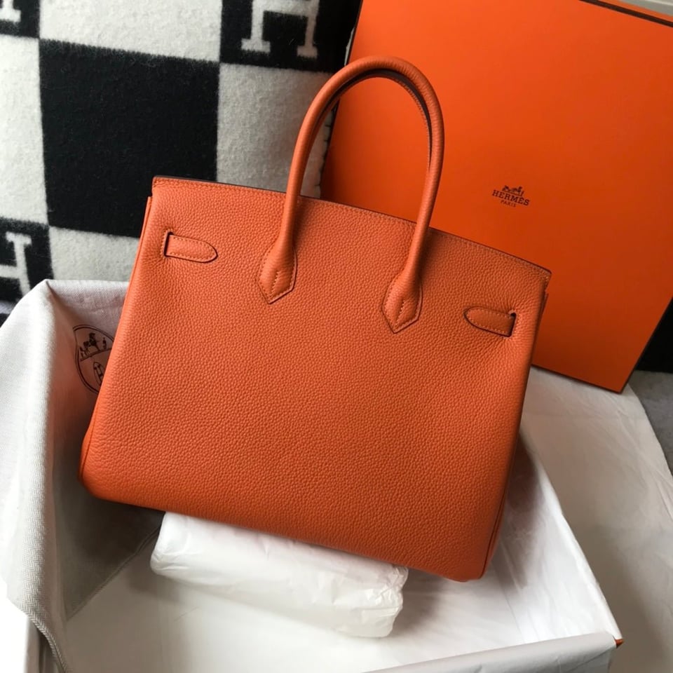 Hermes Birkin 35Cm Bag Orange Togo Gold Hardware view 5
