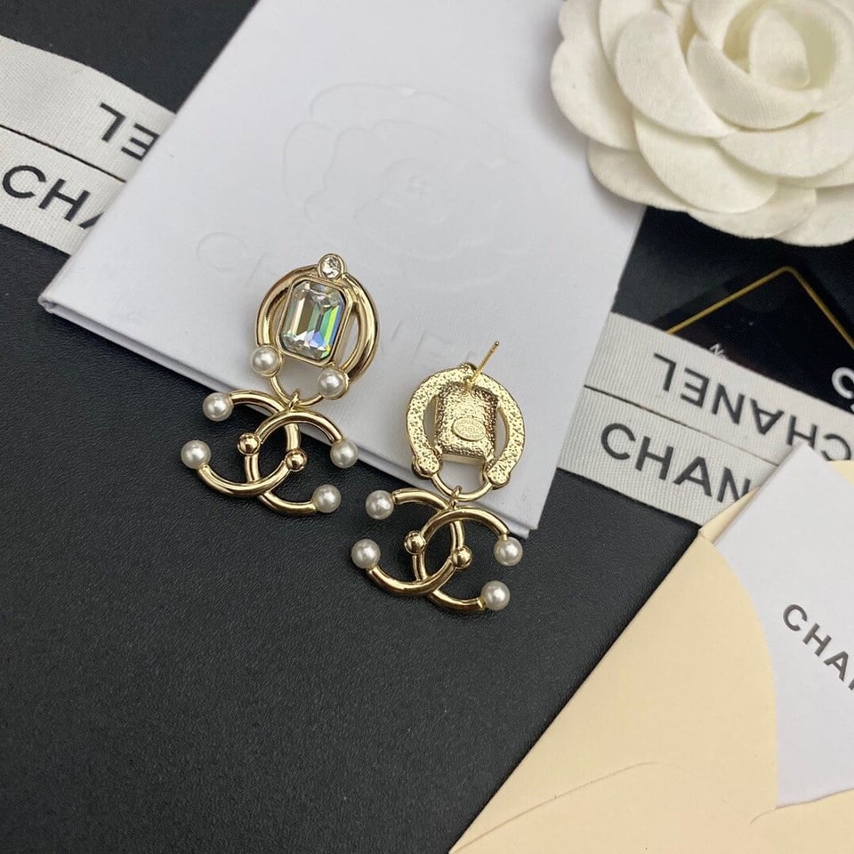 Chanel White Crystals Earrings view 6