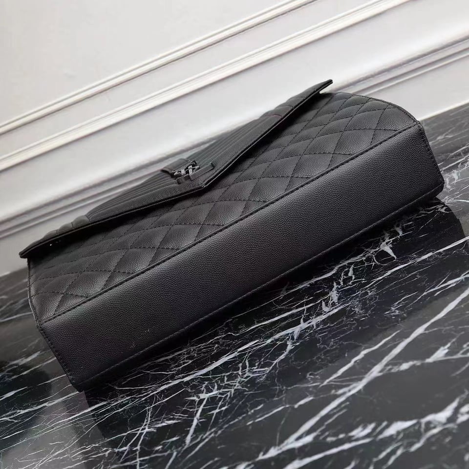 Saint Laurent Envelope Large Bag In Mix Matelasse Grain De Poudre Embossed Leather Black 31Cm view 7