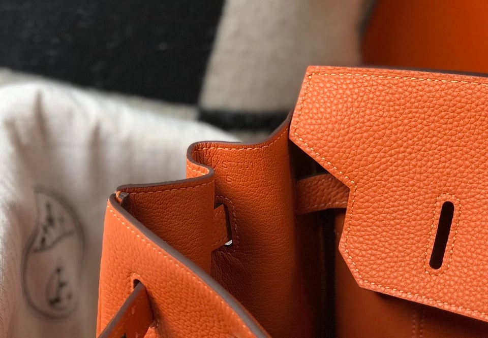 Hermes Birkin 35Cm Bag Orange Togo Gold Hardware view 9