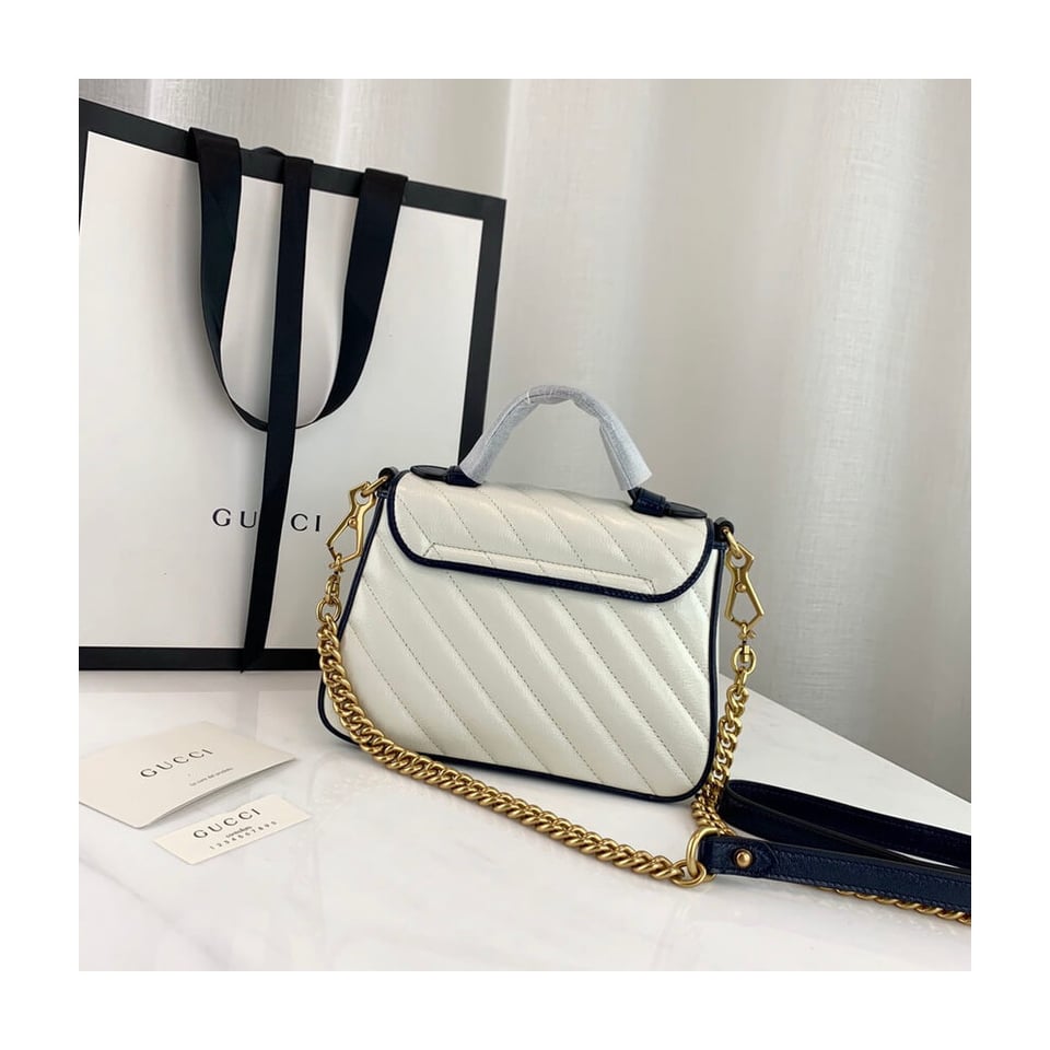 Gucci GG Marmont Mini Top Handle Bag White view 5