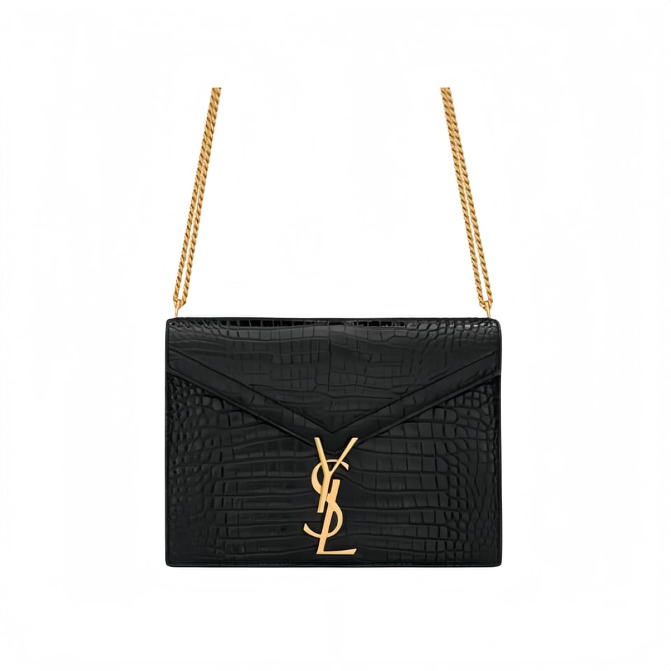 Saint Laurent Cassandra Shiny Leather Cross-Body Bag Black