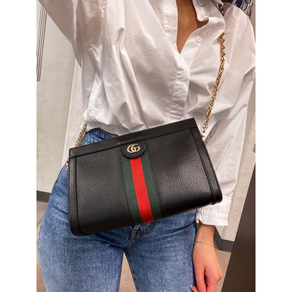 Gucci Ophidia Small Shoulder Bag in Black Leather view 4