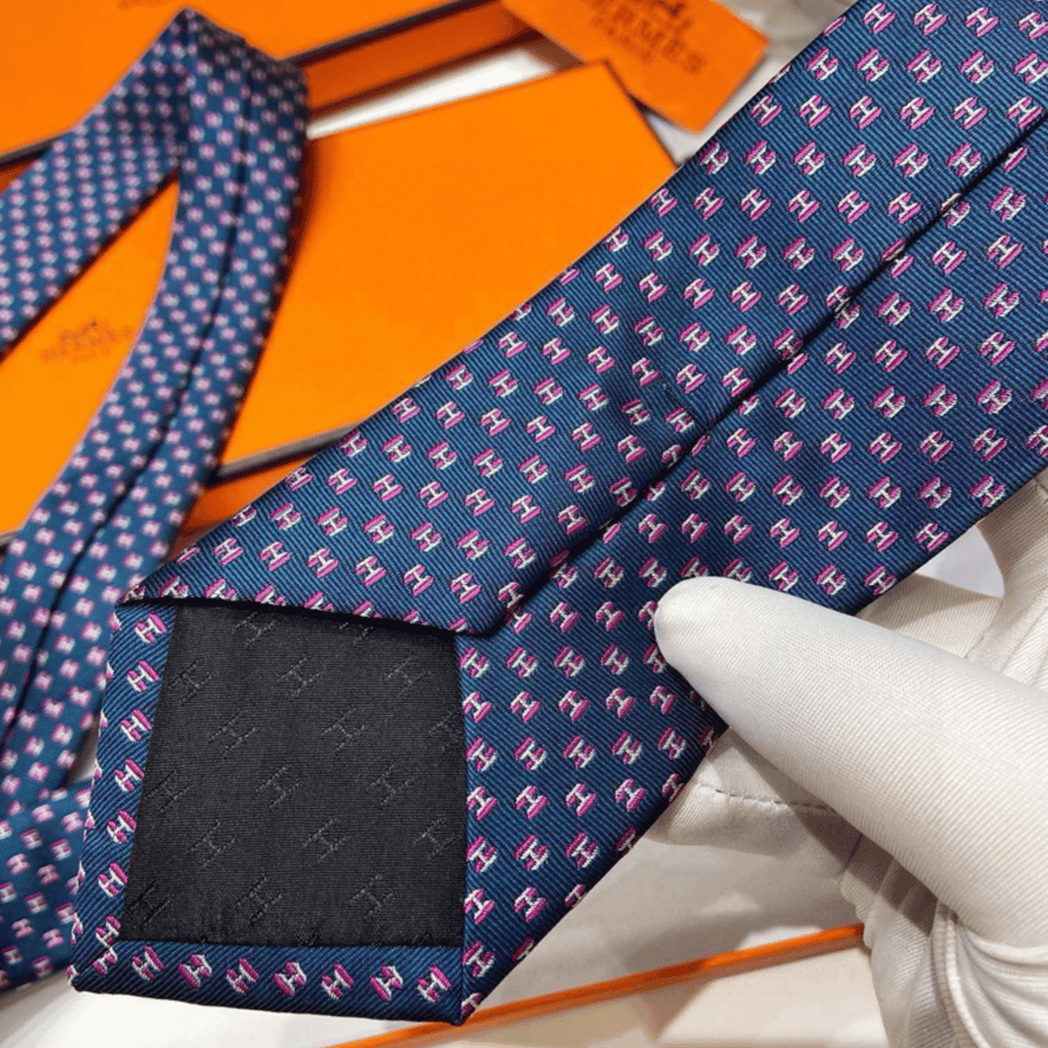 Hermes H Pattern Canvas Tie For Men view 4