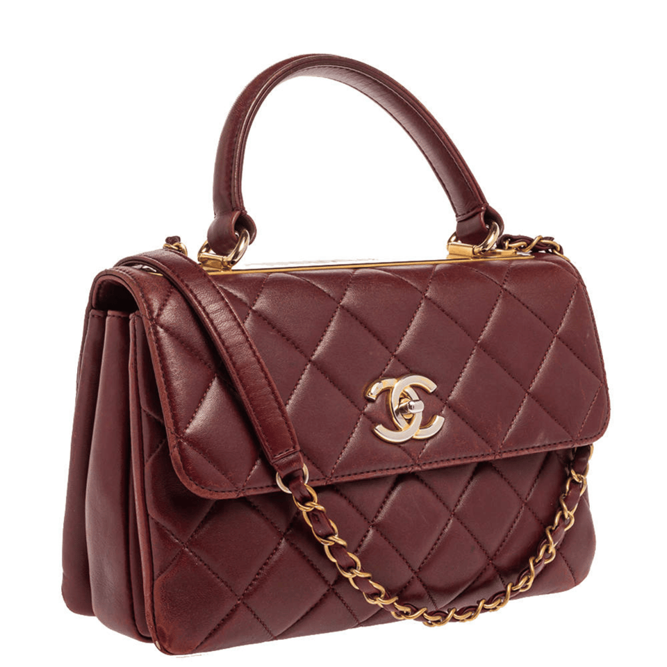 Chanel Flap Bag With Top Handle Burgundy 25Cm/9.8in view 4