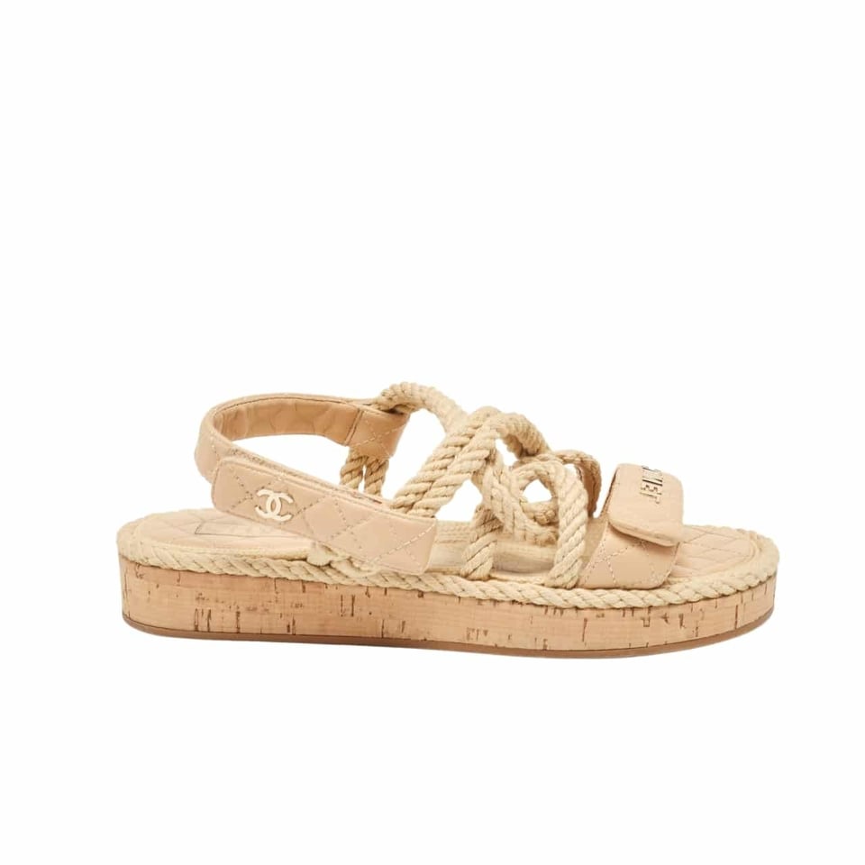 Chanel Rope Sandals Strap Biege view 2