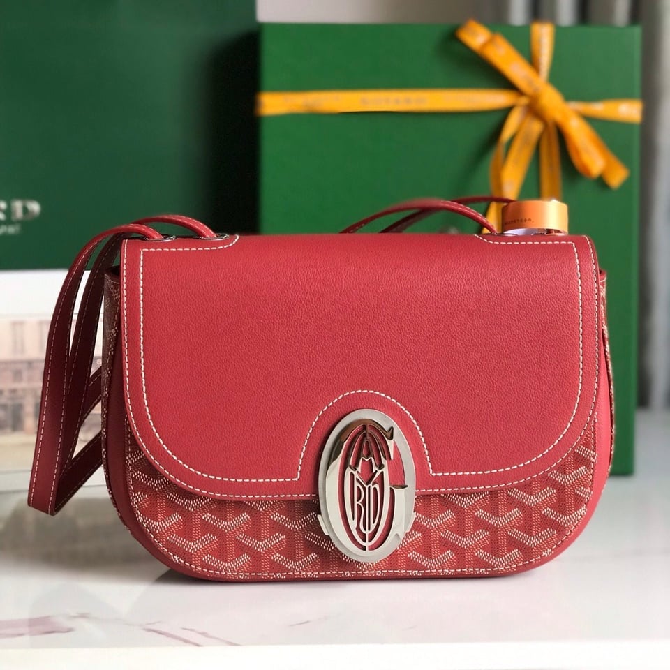 Goyard 233 Bag 25 Cm Classic Red Calfskin And Goyardine Canvas view 3