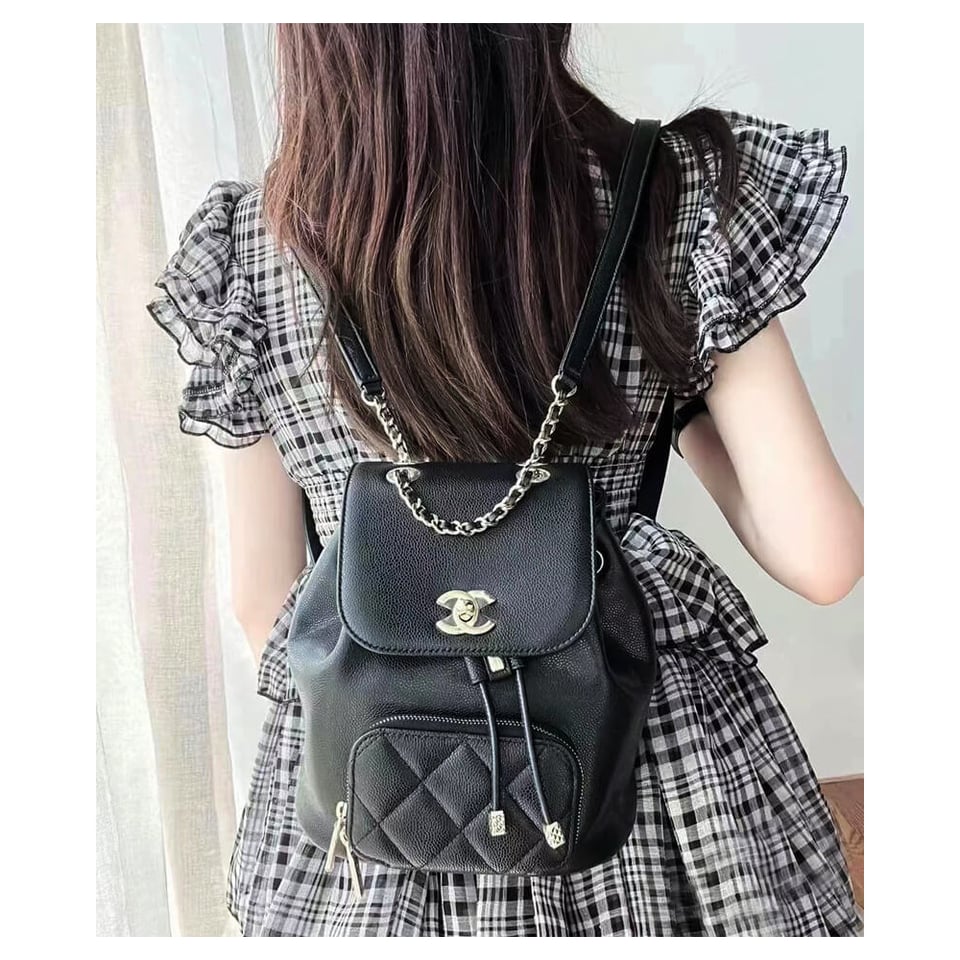 Chanel Business Affinity Mini Backpack in Black Caviar 25.4cm view 3
