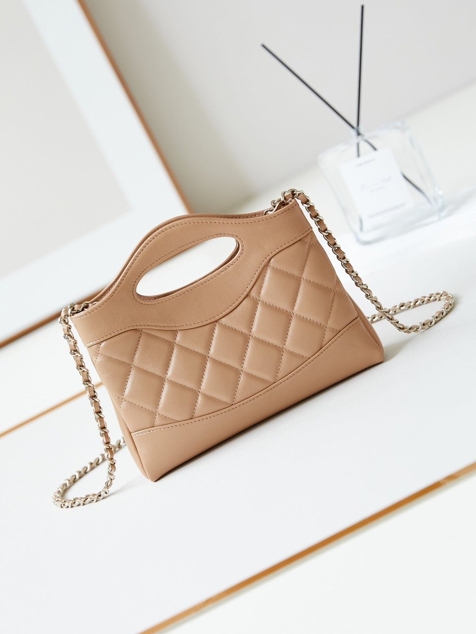 Chanel 24S31 Nano Shopping Bag 17.5Cm Brown Lambskin Gold Hardware view 3