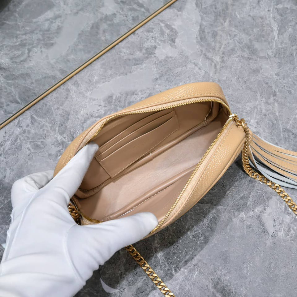Saint Laurent Lou Camera Bag In Quilted Leather Beige 18Cm view 6