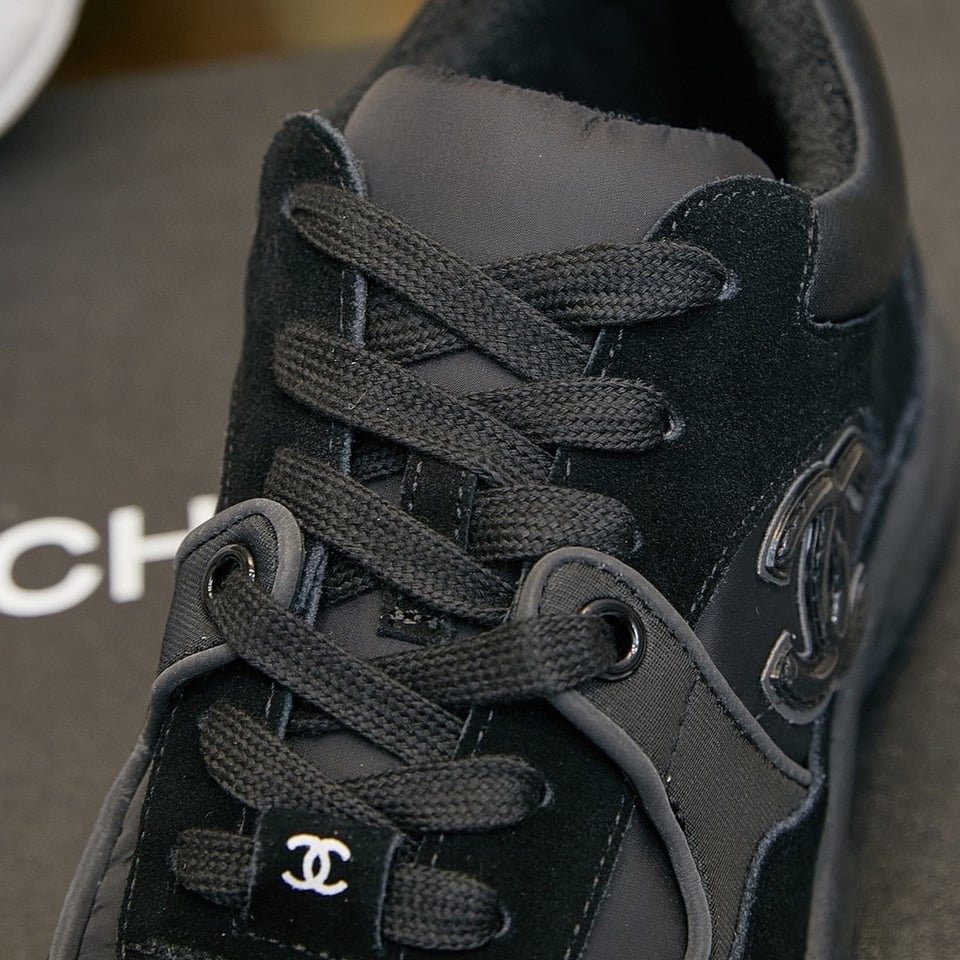 Chanel Suede Reflective Sneakers Black view 5