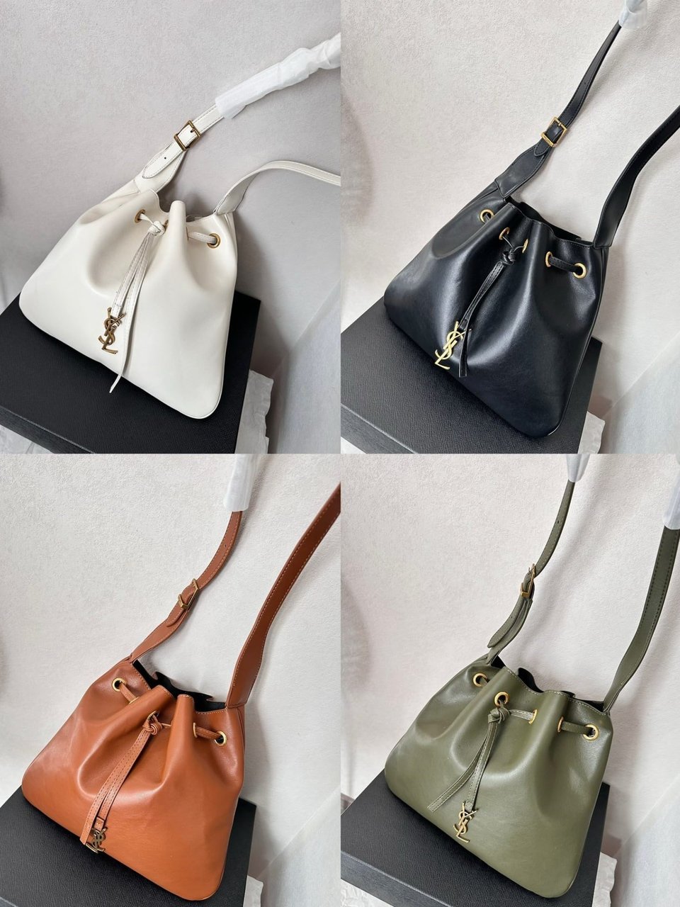 Saint Laurent Paris Vii Flat Hobo Bag In Smooth Leather Bag Dark Green 23Cm view 4