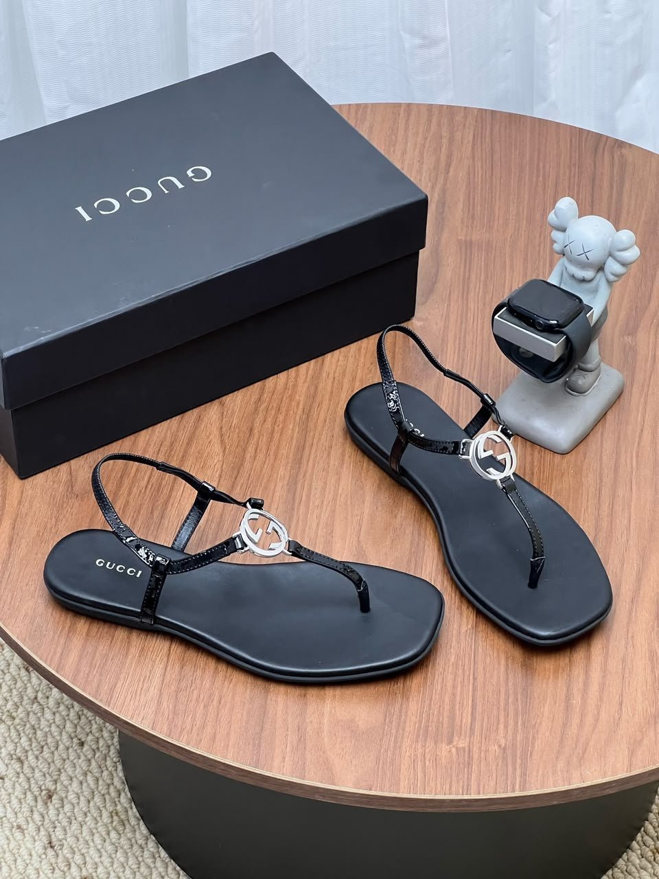 Gucci Thong Sandal With Interlocking G ‎Black 874699 For Women view 6