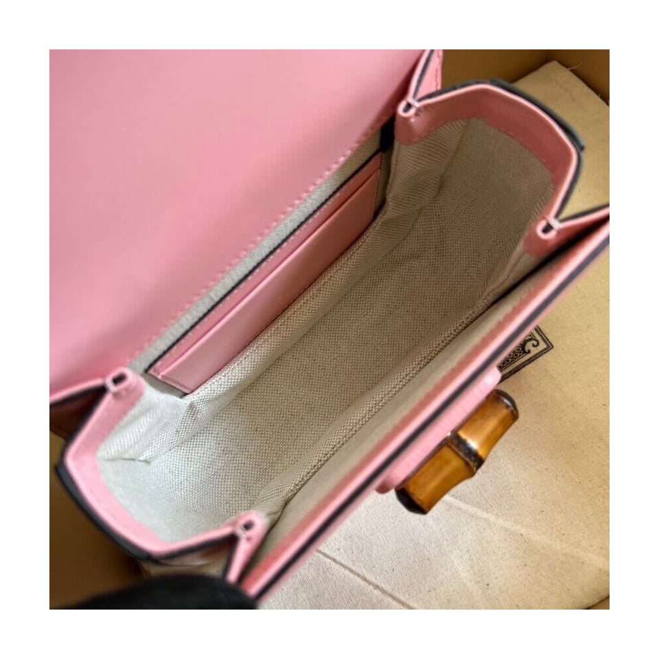 Gucci Mini Top Handle Bag with Bamboo Pink view 10