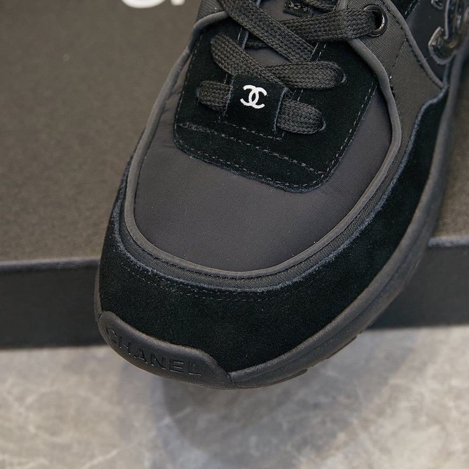 Chanel Suede Reflective Sneakers Black view 4