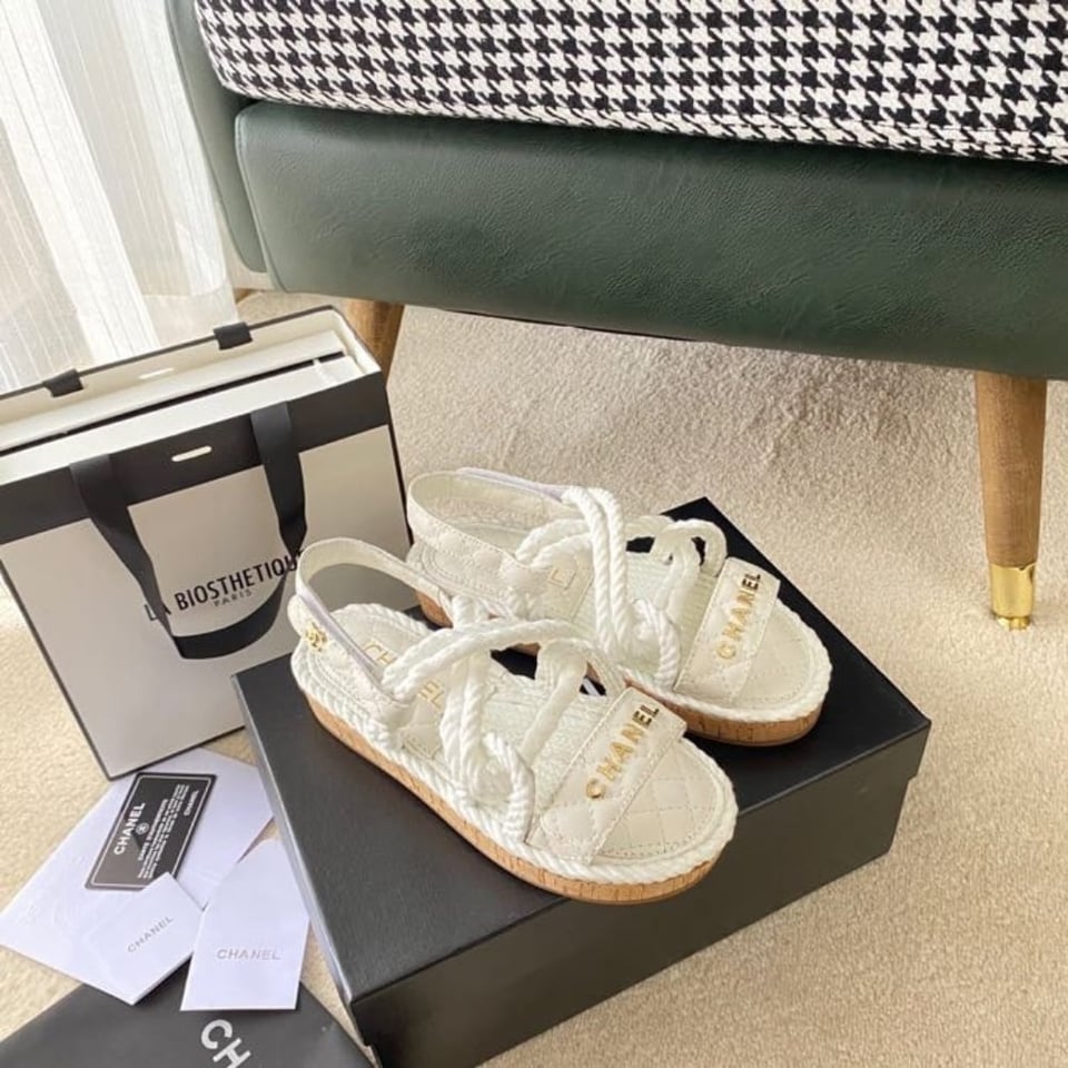 Chanel Rope Sandals Strap White view 8