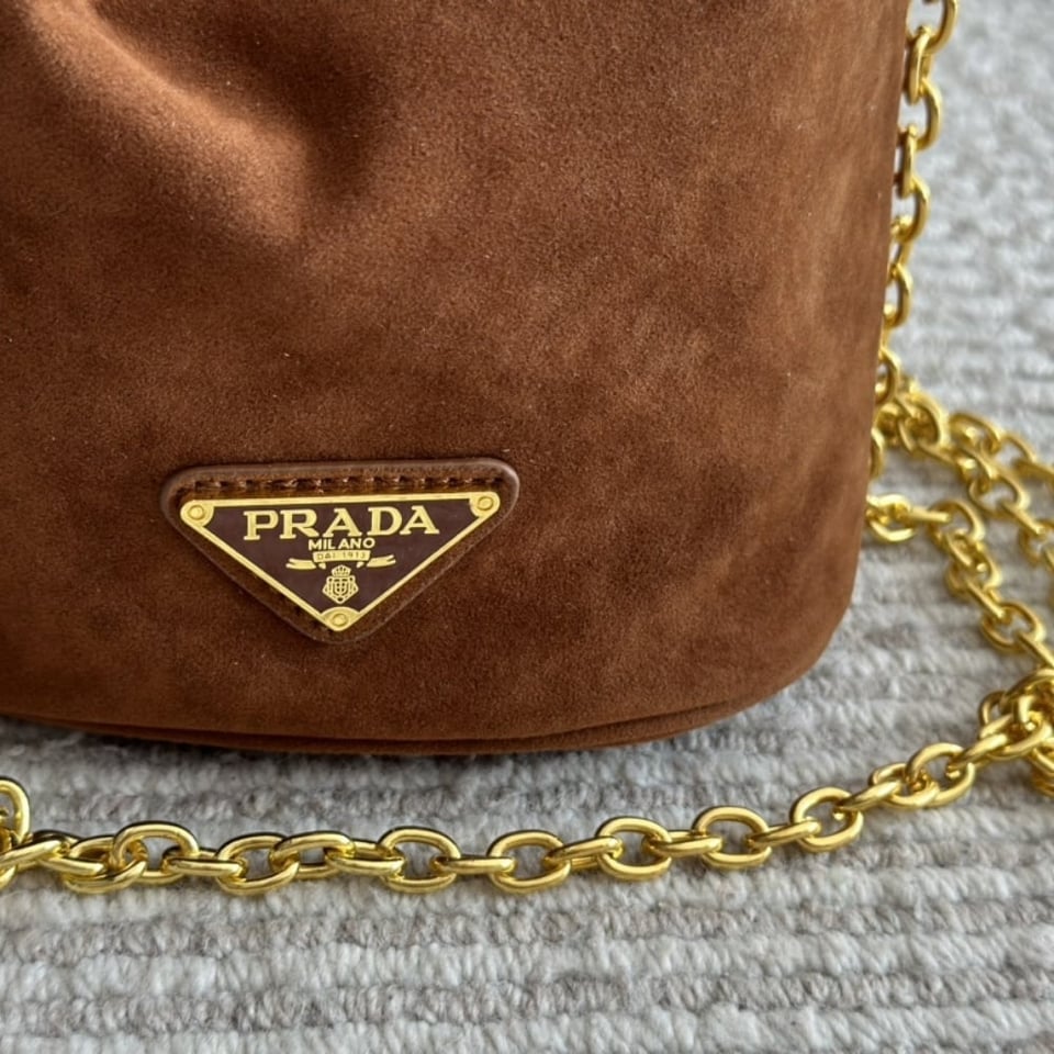 Prada Suede Mini Bag Cocoa Brown 19Cm view 9