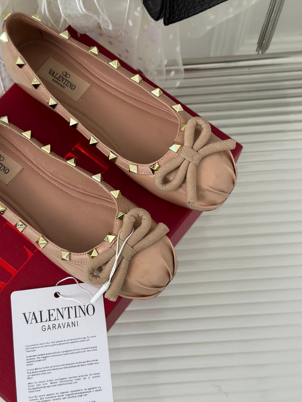 Valentino Garavani Rockstud Patent Leather Ballerina Rose Cannelle 3W2S0Hq5Vnw Gf9 view 5