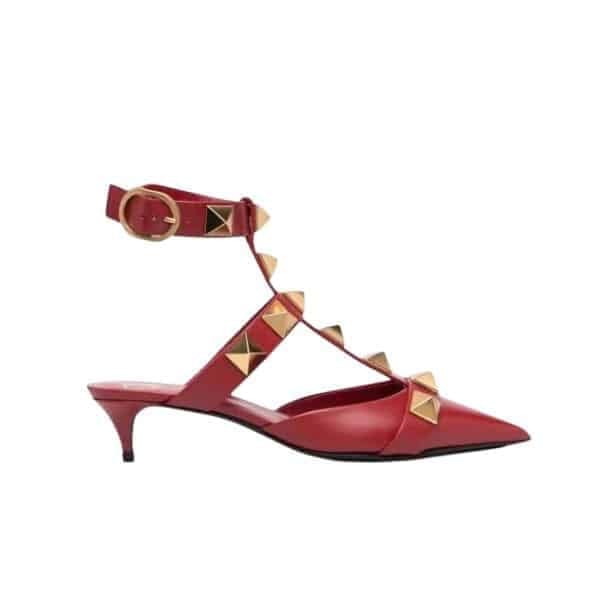 Valentino Garavani Roman Stud Kitten Heel Pumps Red view 2