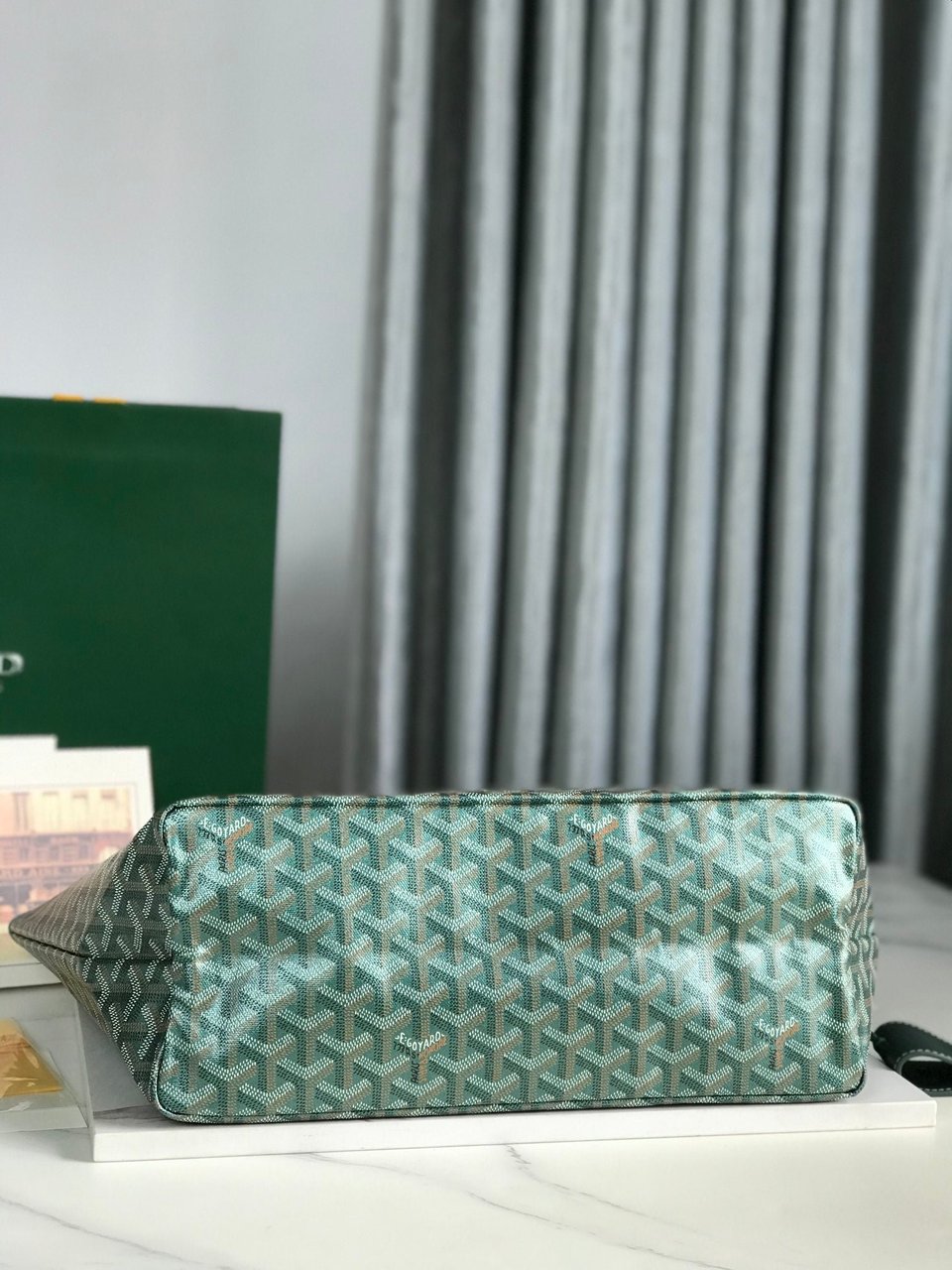 Goyard Saint Louis Pm Bag 34Cm Green Canvas Chevroches Calfskin view 9