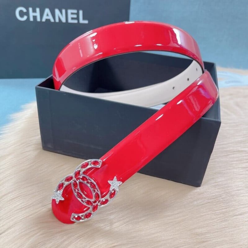 Chanel Patent Leather CC Logo Skinny Belt view 5