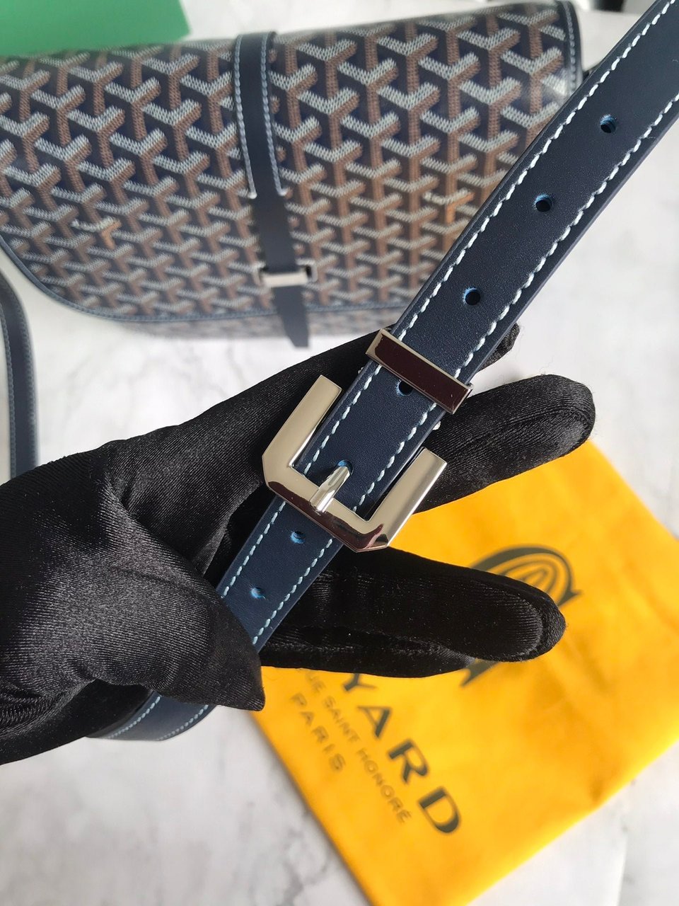 Goyard Belvedere Mm Bag 28Cm Navy Blue Canvas view 7