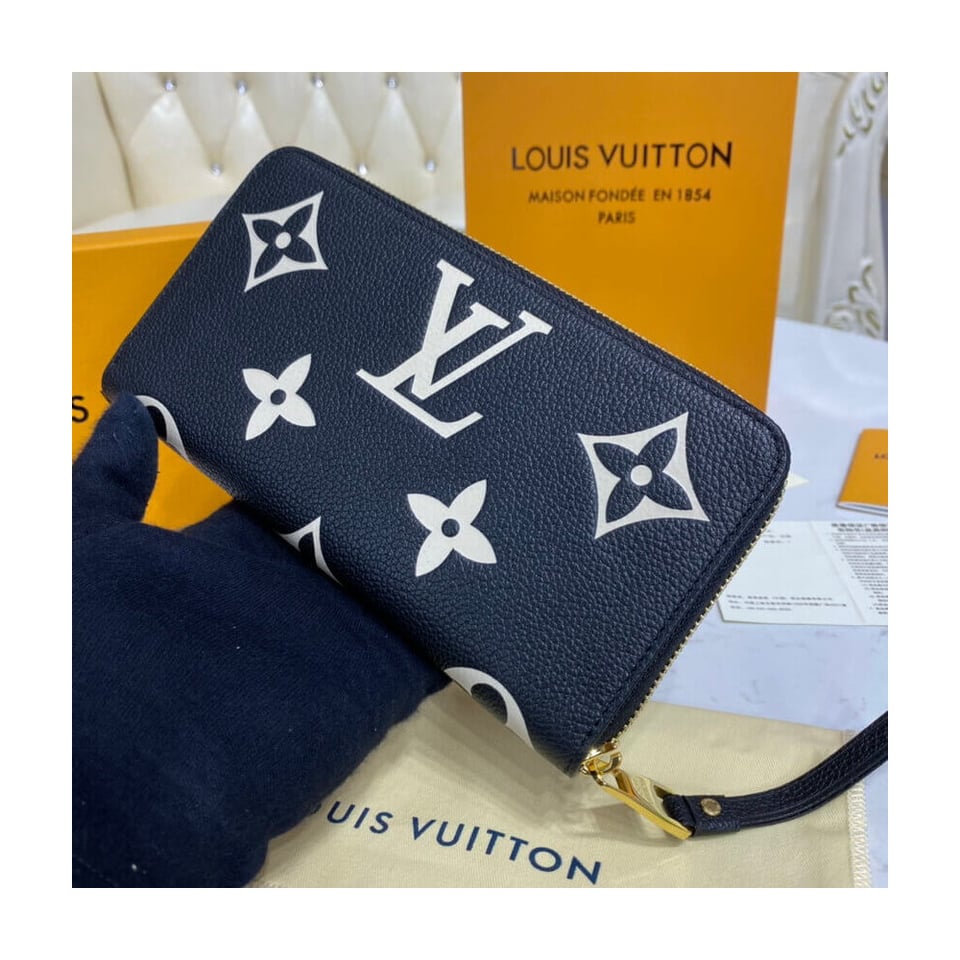 Louis Vuitton Bicolor Monogram Empreinte Leather Zippy Wallet Black / Beige view 5