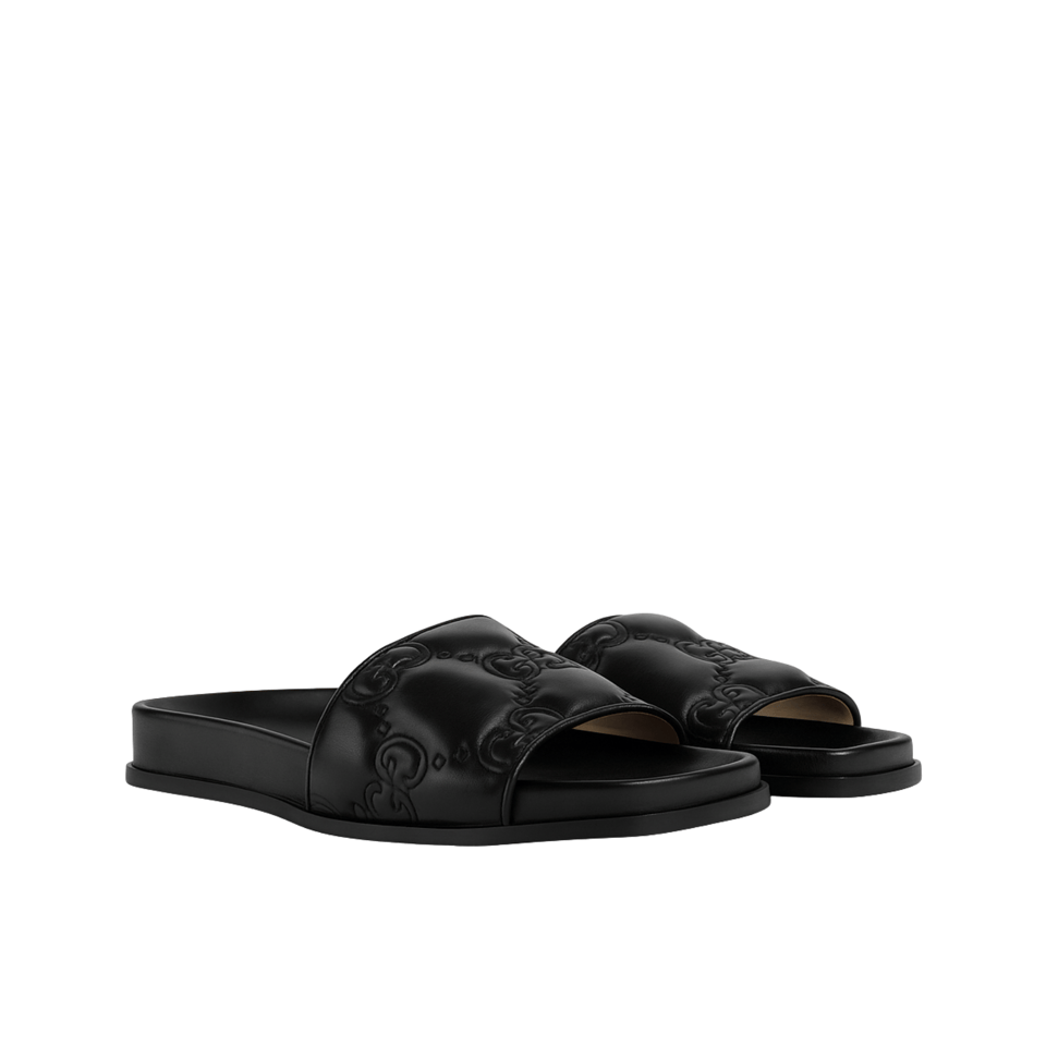 Gucci Womens Gg Matelasse Slide Black 694714 Bko60 1000 view 2
